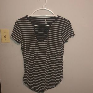 gray striped blouse!